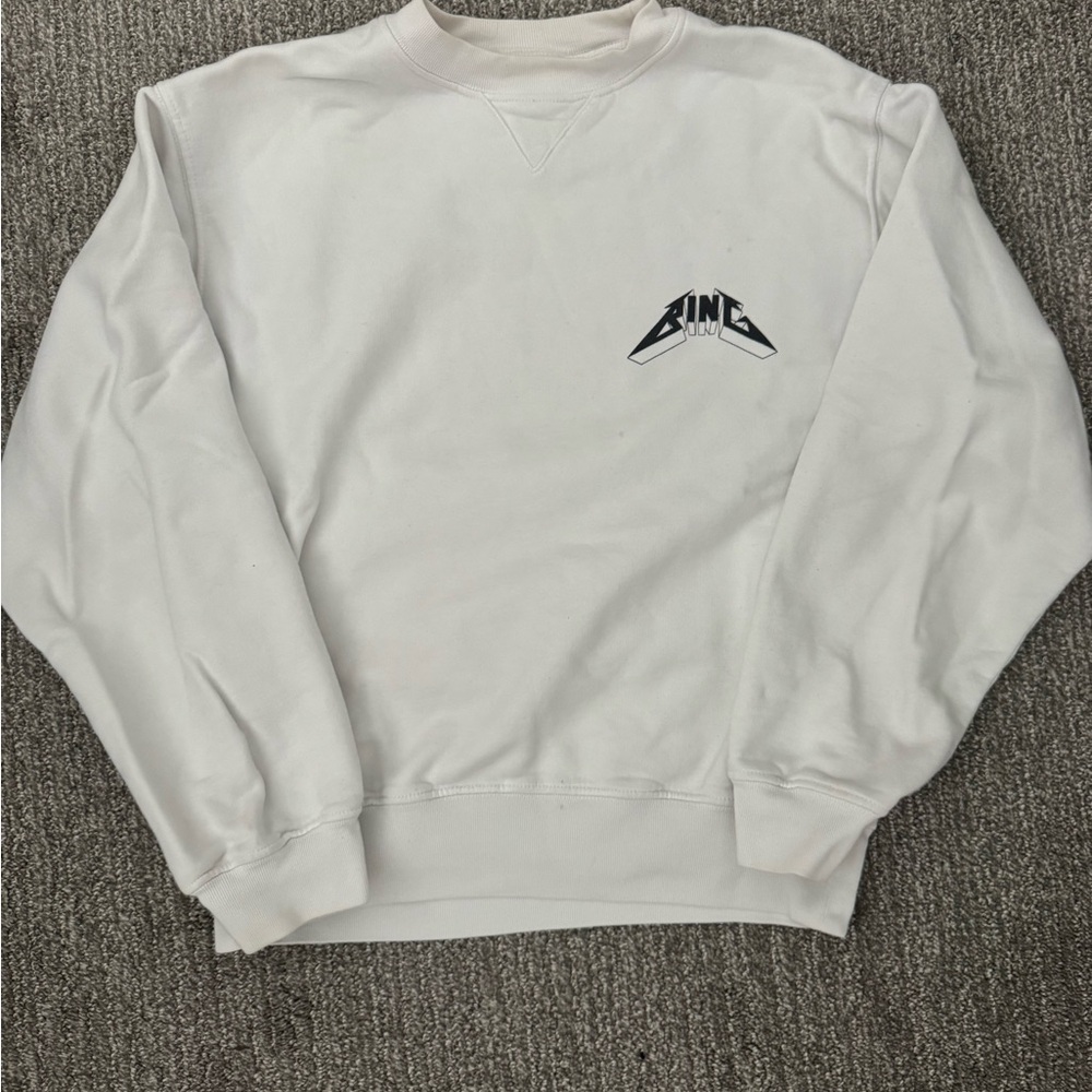Anine Bing White Crewneck Sweatshirt with Black Logo